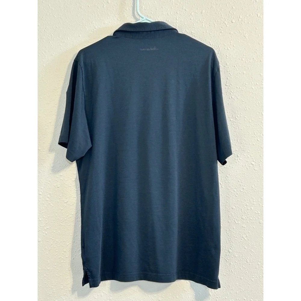 TravisMathew‎ Mens Large Navy Blue Micro Stripe Pima Cotton Blend Polo Shirt L